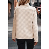 Apricot High Neck Kangaroo Pocket Quilted Sweatshirt - XL thumbnail