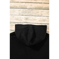 Black Fleece Lined Half Zipper Kangaroo Pockets Loose Hoodie - M thumbnail