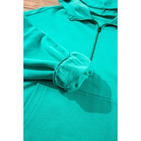 Aruba Blue Fleece Lined Half Zipper Kangaroo Pockets Loose Hoodie - 2XL thumbnail