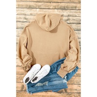 Parchment Fleece Lined Half Zipper Kangaroo Pockets Loose Hoodie - 2XL thumbnail