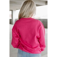 Strawberry Pink Cow & Sequin Double Heart Patch Graphic Sweatshirt - L thumbnail