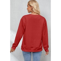 Racing Red Heart XOXO Chenille Embroidered Textured Sweatshirt - M thumbnail