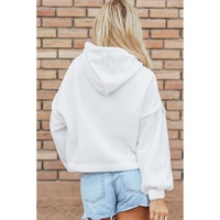 White Sherpa Fleece Drop Shoulder Hoodie - XL thumbnail