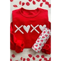 Red Puff XOXO Print Valentines Heart Sweatshirt - M thumbnail
