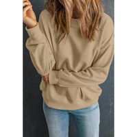 Khaki Solid Classic Crewneck Pullover Sweatshirt - M thumbnail