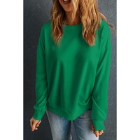 Dark Green Solid Classic Crewneck Pullover Sweatshirt - 2XL thumbnail
