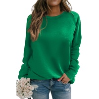 Green Solid Round Neck Raglan Sleeve Sweatshirt - S thumbnail