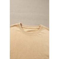 Light French Beige Exposed Seam Drop Shoulder Round Neck Sweatshirt with Slits - 2XL thumbnail