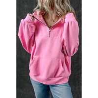 Bonbon Zip-up Stand Neck Kangaroo Pocket Sweatshirt - L thumbnail