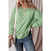 Smoke Green Solid Fleece Lined Drop Shoulder Terry Sweatshirt - 2XL thumbnail