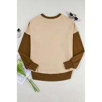 Apricot Color Block Thumbhole Sleeve Drop Shoulder Sweatshirt - L thumbnail