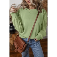 Mist Green Solid Patchwork Sleeve Round Neck Sweatshirt - 2XL thumbnail