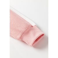 Pink Colorblock Ribbed Collared Oversized Sweatshirt - XL thumbnail