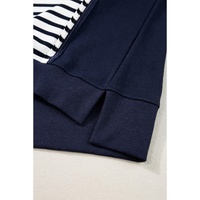 White Stripe Color Block Exposed Seam Loose Fit Sweatshirt - L thumbnail