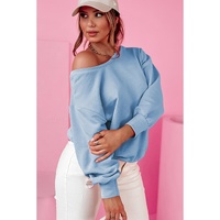 Sky Blue Bowknot Dewback Round Neck Sweatshirt - L thumbnail