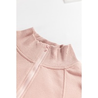 Smoke Gray Zipped Neck Pullover Drop Shoulder Sweatshirt - L thumbnail