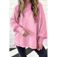Strawberry Pink Mineral Wash Drop Shoulder Pullover Sweatshirt - 2XL thumbnail