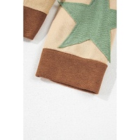 Parchment Star Patchwork Exposed Seam Oversized Sweatshirt - L thumbnail