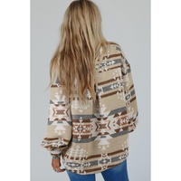 Apricot Aztec Print Collared Flap Pocket Sweatshirt - 2XL thumbnail