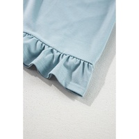 Iceland Blue Solid Ruffled Hem Loose Fit Tunic Hoodie - L thumbnail