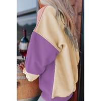 Meadow Mauve Colorblock Patchwork Drop Shoulder Sweatshirt - 2XL thumbnail