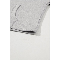 Light Grey Solid Kangaroo Pocket Half Zipper Oversized Hoodie - 2XL thumbnail