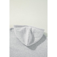 Light Grey Solid Color Fleece Lined Drawstring Hoodie with Pocket - 2XL thumbnail