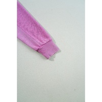 Bright Pink Solid Color Notched Neck Drop Shoulder Sweatshirt - 2XL thumbnail