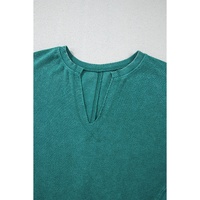 Skobeloff Solid Color Notched Neck Drop Shoulder Sweatshirt - 2XL thumbnail