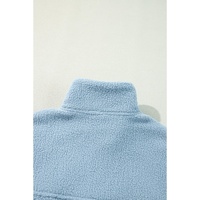Myosotis Collared Zipper Drop Shoulder Fleece Sweatshirt - L thumbnail