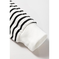 Black Stripe Raglan Sleeve Side Slits Loose Sweatshirt - L thumbnail
