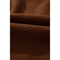Brown Half Zip Fleece Pullover Sweatshirt - L thumbnail