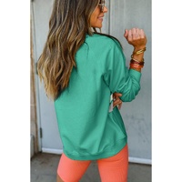 Mint Green Rainbow Colorblock Striped Pullover Sweatshirt - L thumbnail