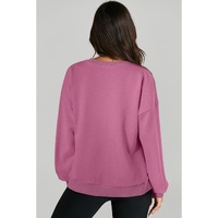Valerian Solid O Neck High Low Hem Pullover Sweatshirt - L thumbnail