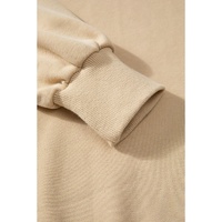 Parchment Solid O Neck High Low Hem Pullover Sweatshirt - L thumbnail