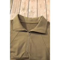 Brown Quarter Zip Stand Neck Kangaroo Pocket Sweatshirt - XL thumbnail