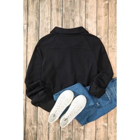 Black Quarter Zip Stand Neck Kangaroo Pocket Sweatshirt - S thumbnail