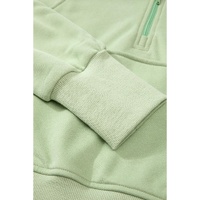 Smoke Green Quarter Zip Stand Neck Kangaroo Pocket Sweatshirt - L thumbnail