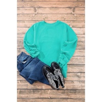 Aruba Blue Plain Drop Shoulder Crewneck Pullover Sweatshirt - L thumbnail