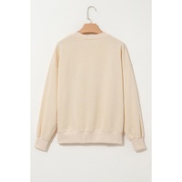 Apricot THANKS Chenille Embroidered Drop Shoulder Graphic Sweatshirt - L thumbnail