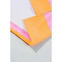 Yellow Stripe Color Block Polo Collar Sweatshirt - L thumbnail