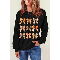 Black Thanksgiving Spice Bowknot Graphic Sweatshirt - M thumbnail