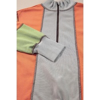 Light Grey Color Block Stitching Detail Half Zipper Sweatshirt - S thumbnail
