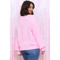 Pink Hugs and Kisses Pop Up Embroidered Raglan Sleeve Sweatshirt - M thumbnail