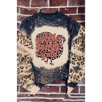 Black Gobble Gobble Yall Bleached Leopard Pullover Sweatshirt - M thumbnail