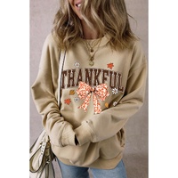 Parchment THANKFUL Leopard Bow Fall Vibe Graphic Sweatshirt - 2XL thumbnail
