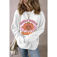 White Gobble Gobble Turkey Graphic Crewneck Thanksgiving Sweatshirt - S thumbnail