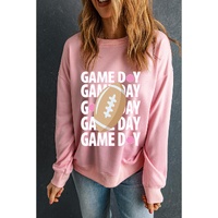 Pink GAME DAY Rugby Football Graphic Pullover Sweatshirt - XL thumbnail