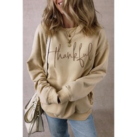 Parchment thankful Embroidered Drop Shoulder Pullover Sweatshirt - L thumbnail
