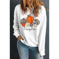 Beige Rhinestone Pumpkin Graphic Crewneck Thanksgiving Sweatshirt - 2XL thumbnail